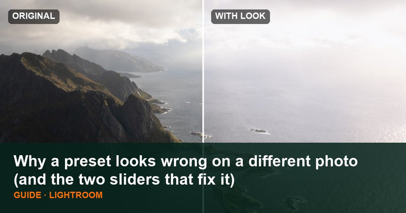The same preset applied to a brighter photo, showing why exposure needs adjusting
