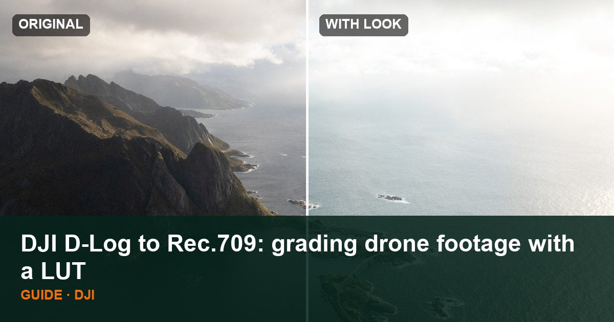 Before and after: drone frame, ungraded on the left, Blue Hour on the right