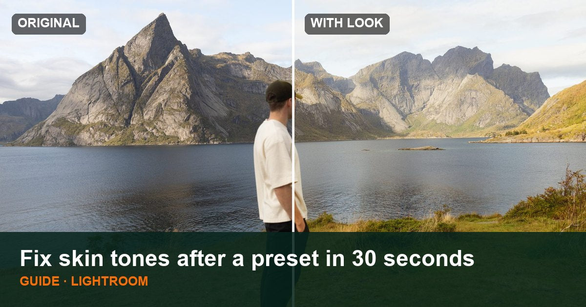 Before and after with the Evening Swim preset, which keeps skin natural