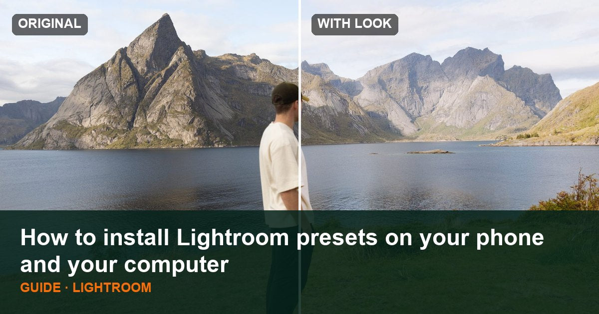 Before and after: a landscape photo, original on the left, Summit Gold preset on the right