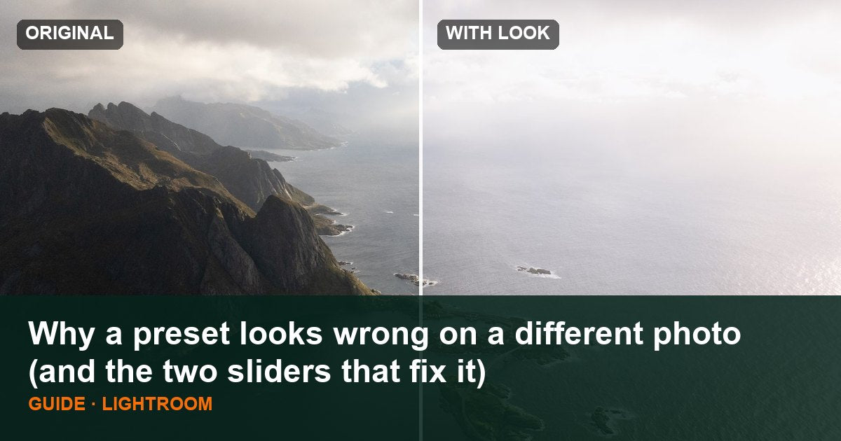 The same preset applied to a brighter photo, showing why exposure needs adjusting