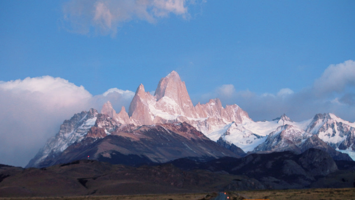 Graded frame: alpenglow on granite peaks